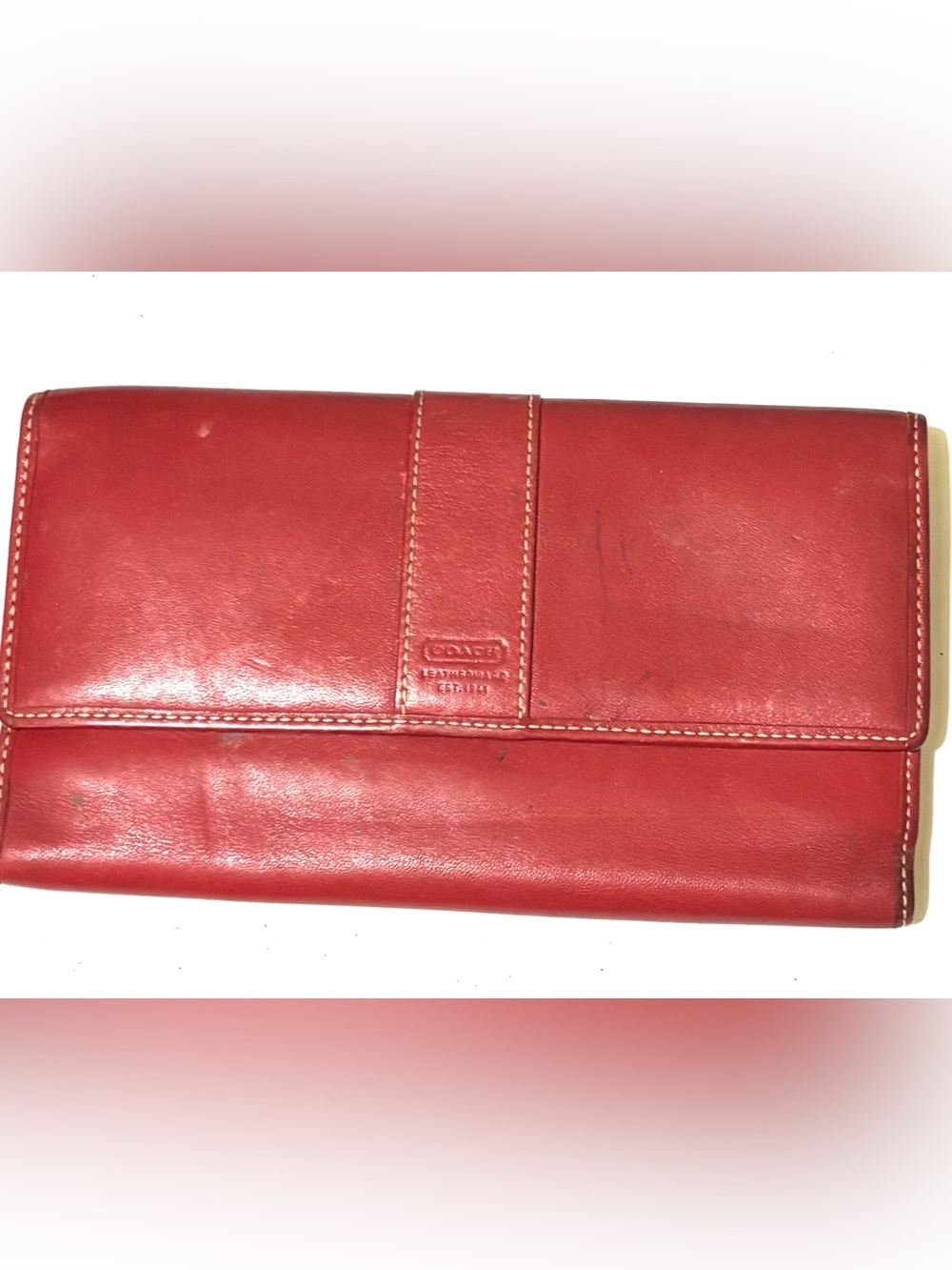 Coach Red Leather Fold-Over Continental Wallet